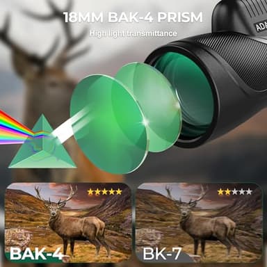 15x56 HD Monocular Telescope High Powered for Adults with Smartphone Adapter, High Powered Monocular Scope with Clear Low Light Vision for Star Watching, Bird Watching, Hiking, Concert - Image 5