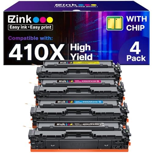 E-Z Ink 410X Toner Cartridges Compatible for HP 410X 410A CF410X CF411X CF412X CF413X to Use with HP Color Laserjet Pro MFP M477fdw M477fdn M477fnw Pro M452dn M452nw M452dw (with Chip -B/C/Y/M) - Image 1