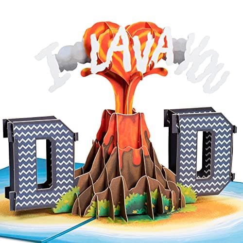 Paper Love 3D Fathers Day Card Pop Up, I Lava You Dad, Gift for Dad, Husband, Son, Anyone - 5" x 7" Cover - Includes Envelope and Note Tag - Image 1