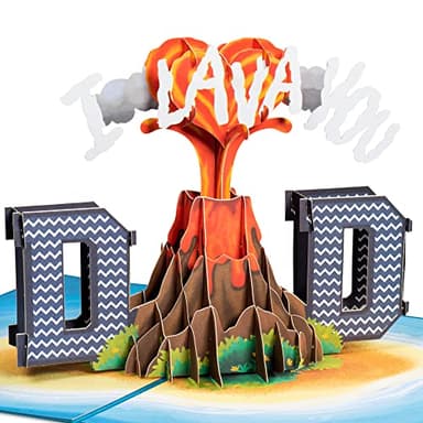 Paper Love 3D Fathers Day Card Pop Up, I Lava You Dad, Gift for Dad, Husband, Son, Anyone - 5" x 7" Cover - Includes Envelope and Note Tag - Image 1