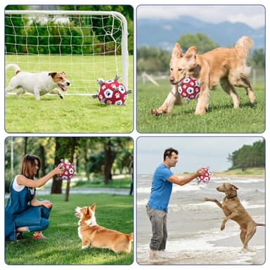 Diman Dog Balls, Dog Soccer Ball with Straps for Indoor Outdoor Play, Pet Toys Balls for Small Medium Dogs, Dog Birthday Gift, Interactive Dogs Toy for Tug of War (6 inch) - Image 7