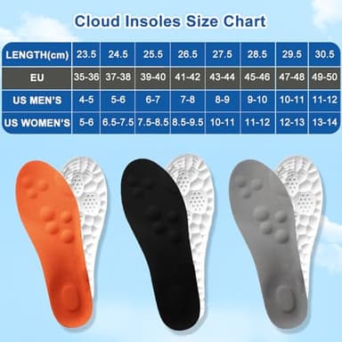Steppers Insoles for Men Women, 4D Memory Foam Cloud Insoles, Comfortable and Breathable Massage Shoe Inserts with Arch Support, Trim to Fit All Shoe Types(1Pair-Orange, Men 9-10/Women 11-12) - Image 2