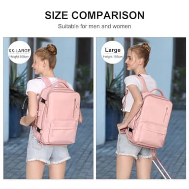 Large Travel Backpack Women, Carry On Backpack,Hiking Backpack Waterproof Outdoor Sports Rucksack Casual Daypack with USB Charging Port Shoes Compartment,Pink… - Image 3