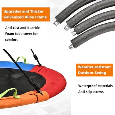 Tree Swing, Saucer Swing, 40 inch 900lbs Weight Capacity, with Adjustable Hanging Straps, for Backyard Outdoor, Multicolor, Circle Round Disc, Gifts for Kids - Image 2