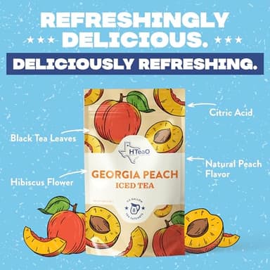 HTeaO Georgia Peach & Hibiscus Black Tea – Texas-Style Flavored Iced Tea Bags for Summer – Instant Ice Tea Packets for Quick Brew - Loaded Tea Sachets Ready in 5 Minutes (16-Count, Makes 8 Gallons Total) - Image 3