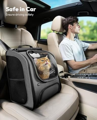 Pecute Cat Backpack Carrier, Large Space Cat Bubble Backpack, Breathable Cat Carrier, Shaded Dog Backpack Carrier, Ergonomic 3D Design for Travel, Hiking, Suitable for Shopping, and Vet, Gray - Image 6