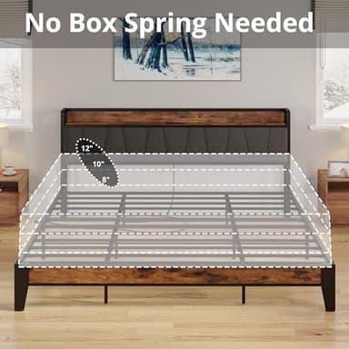 LIKIMIO California King Bed Frames, Storage Headboard with Charging Station, Solid and Stable, Noise Free, No Box Spring Needed, Easy Assembly - Image 6