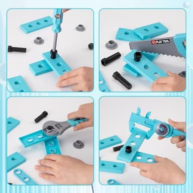 Meland Kids Tool Set - 50PCS Toddler Tool Set with Electronic Toy Drill for Pretend Play, Construction Toy Tools for Kids Age 3-6 Year Old，Gift Idea for Boys Girls Christmas Birthday(Blue) - Image 5
