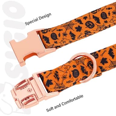 HSIGIO Soft Cotton Dog Collar, Adjustable Dog Collar with Metal Buckle, Halloween with Pendant Girl Boy Dog Collars Gift for Small Medium Large Dogs (Large) - Image 3