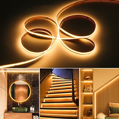 PAUTIX COB LED Strip Light 16.4ft,Engineering Level UL Listed Warm White 2700K,CRI93+ Super Bright High Lumen,Dimmable 24V Flexible LED Tape Light with RF Remote,for Cabinets,Home&Office DIY Lighting - Image 9