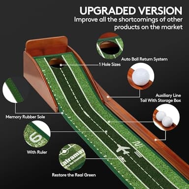 Kalramay Putting Green Indoor Golf Putting Mat – Easy to Assemble with Automatic Ball Return, Wrinkle-Free Close to Real Green Speed, Suitable for Office, Recreation Room, Patio - Image 4