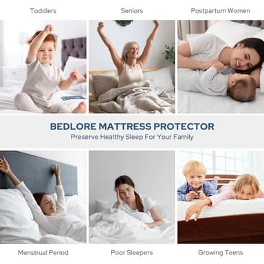 BEDLORE Waterproof Mattress Protector, Full Size Mattress Pad with Deep Pocket 6"-15" Depth, Soft Dirt-Proof Double Bed Mattress Cover for Bedroom, College Dorm, Hotel (Gray) - Image 6