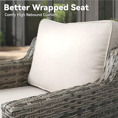 AMCLOBA Outdoor Patio Furniture Set-5 Pieces All-Weather Wicker Outdoor Furniture with Swivel Patio Chairs Outdoor Patio Conversation Sets for Garden Porch Deck Grey/Beige - Image 5