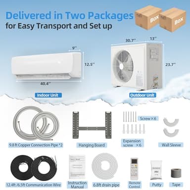 Manastin 18000BTU Mini Split Air Conditioner & Heater with Inverter, 19 SEER2 𝟐𝟑𝟎𝐕 Energy Saving AC Unit Cools Rooms up to 1250 Sq. Ft, Complete Installation Kit - Image 7