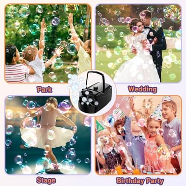 Bubble Machine, Automatic 18000+ Per Minute Big Bubbles Blower Maker for Kids Toddlers with 2 Speeds,6 Wands,Operated by Plugin or Batteries for Outdoor/Indoor Birthday Parties,Wedding (Black) - Image 5