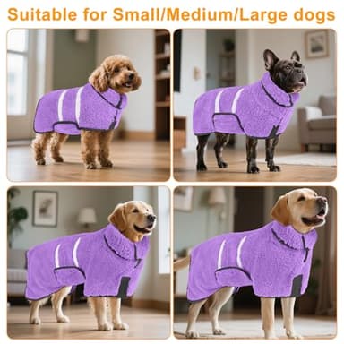 Bienbee Dog Bathrobe, Quick Drying Super Absorbent Dog Robes for After Bath, Warm Keeping Dogs Towel, Dogs Bath Supplies, Light Purple XL - Image 5