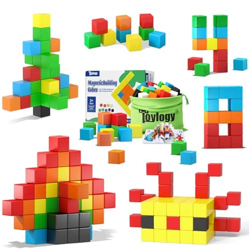 48PCS Magnetic Blocks for Toddlers Toys, Large Magnetic Cube Toy for Sensory STEM Education Preschool Magnet Toys for 3 4 5 6 Year Old Boys and Girls, Compatile with Mine Magnet World - Image 1