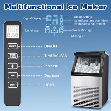 DOGHLY Commercial Ice Maker 80lbs/24H, 36 Cubes Ready in 11 Mins, Self-Cleaning, 24H Timer, Stainless Steel Freestanding Ice Machine for Home, Office, Bar, Restaurant - Image 3