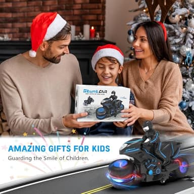 Eulogia Remote Control Motorcycle Toys New Upgraded RGB Wheels Lights, RC Motorbike with 2-in-1 Remote, Gesture Sensing Stunts Dirt Bike, 360° Rotating High Speed Motocross Car for Boys Girls Gift - Image 7