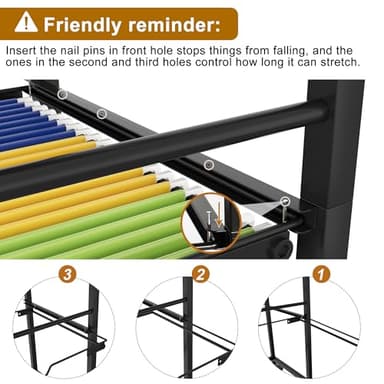 EasyPAG 4 Tier Rolling File Cart on Wheels Pull-Out Letter/Legal Size Hanging File Folder Rack for Home Office, Black - Image 5