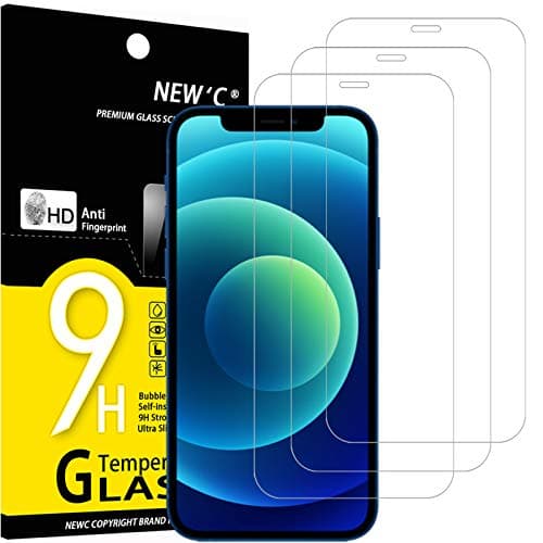 NEW'C 3 Pack Designed for iPhone 12,iPhone 12 Pro Screen Protector (6.1"), Enhanced Tempered Glass Protection, Case Friendly Bubble Free Ultra Resistant - Image 1