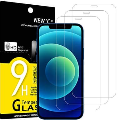 NEW'C 3 Pack Designed for iPhone 12,iPhone 12 Pro Screen Protector (6.1"), Enhanced Tempered Glass Protection, Case Friendly Bubble Free Ultra Resistant - Image 1