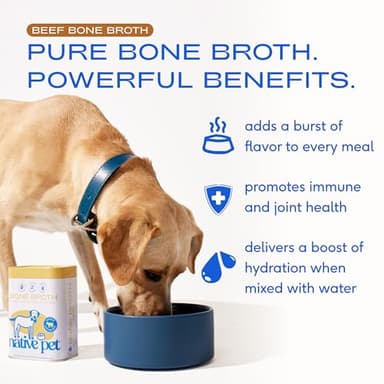 Native Pet Bone Broth for Dogs and Cats - Made with Real Beef Bone Broth, Dog Food Toppers for Picky Eaters - Provides Extra Hydration & Nutrition for Joint Strength, Immunity & Heart Health-96 Scoops - Image 2
