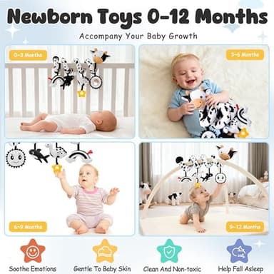 Spiral Car Seat Baby Toys 0-6 Months, Infant Carseat High Contrast Sensory Toys Hanging Stroller Accessories, Newborn Shower Gifts for Baby Boys Essentials Stuff, Cute Black and White Cow - Image 4