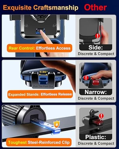 Qifutan Dash Mounted Holders Phone Holders for Your Car Phone Mount for Car Windshield Dashboard Air Vent Universal Desk Mounts Hands Free Automobile Cell Phone Holder Fit for iPhone Smartphone - Image 6