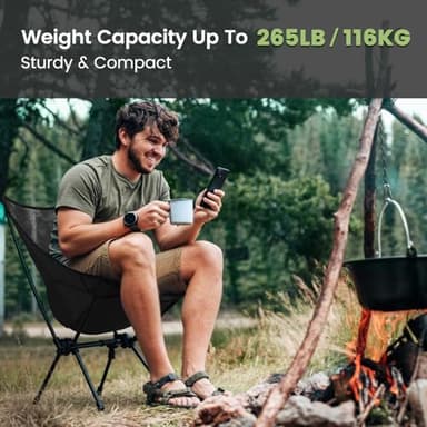 CAMEL CROWN Portable Camping Chair Lightweight Compact Folding Chair Mesh for Outdoor Camp Travel Beach Picnic Festival Hiking Backpacking Black - Image 5