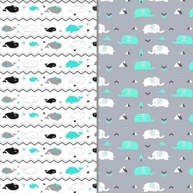 Stretchy Changing Pad Covers for Boys Girls,2 Pack Jersey Knit,Elephant & Whale - Image 9