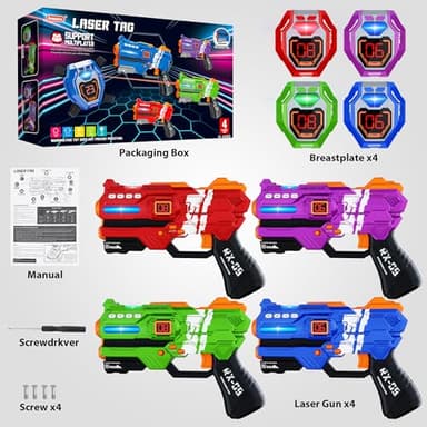 Laser Tag Guns Set of 4 Laser Tag Guns with Digital LED Score Display Vests,Gifts for Teens and Adults Boys & Girls,Adults and Family Fun,Gift for Kids Ages 8 9 10 11 12+Year Old Boy - Image 3