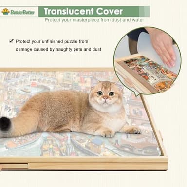 BuilderButler 1500 Pieces Rotating Puzzle Board with 6 Drawers,34.25"x25.2" Portable Wooden Jigsaw Puzzle Table with Lazy Susan Spinning Cover - Image 6