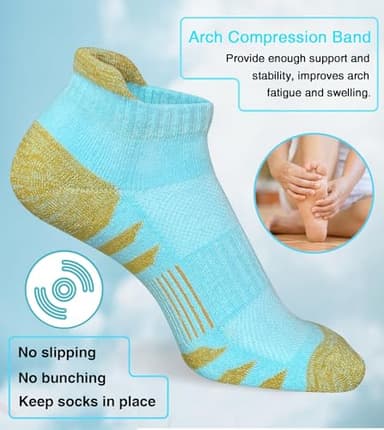 Heyoboy Womens Ankle Anti-blister Thick Cushioned Wicking Odor Resist Athletic Running Socks, Size 6-9, Colorful 5 Pairs - Image 6