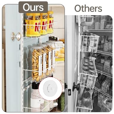 Delamu Pantry Door Organizer, Adjustable Metal Over the Door Pantry Organizer Rack, 6-Tier Over the Door Spice Rack, Kitchen Pantry Door Organizers and Storage, D5 W12 H52.1 inch, White, Small - Image 4