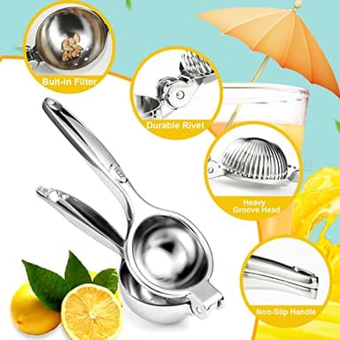 TEZZ Premium Lemon Squeezer, Large Heavy Duty Handhelp Juicer for Lemon, Metal Hand Press Citrus Juicer, Lime Squeezer Bar Tool, Manual Citrus Press - Image 5