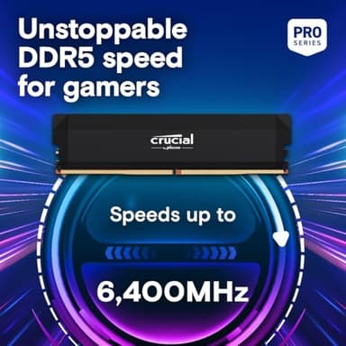 Crucial Pro DDR5 RAM 64GB Kit (2x32GB) 6000MHz CL40, Overclocking Desktop Gaming Memory, Intel XMP 3.0 & AMD Expo Compatible – Black CP2K32G60C40U5B - Image 2