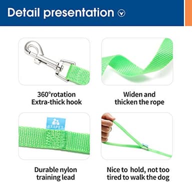 BAAPET 15/20/30/50/100 ft Long Dog Training Leash with Clickers for Small, Medium and Large Dogs or Cats (100 Feet, Springgreen) - Image 3