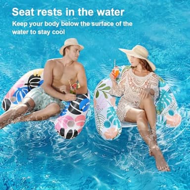 ANNIL【2 Pack】 Adult Inflatable Pool Floats Chair, Water Leisure Inflatable Floating Chair,Drink Holder, Ergonomic Headrest,Pool Floaties for Adults Swimming Pool Party, Summer Water Fun - Image 4