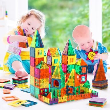 FNJO Magnetic Tiles, 64 PCS Magnetic Building Blocks, Magnets Building Set, STEM Toys for Kids Boys and Girls Creative and Inspirational - Image 5