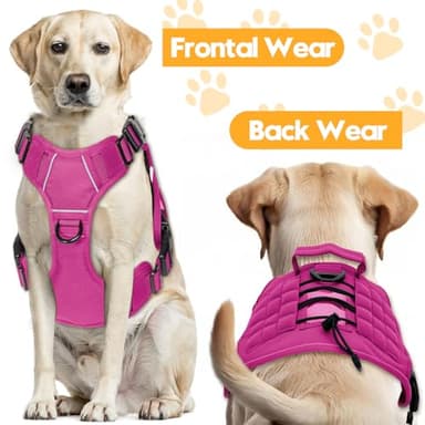 Heavy-Duty Tactical Dog Harness for Large Dogs, No Pull Adjustable Reflective Pet Vest with Molle System, K9 Military-Grade Control for Service Training, Outdoor & 10+ Breeds, Pink, Large - Image 7