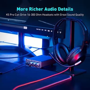 Fosi Audio K5 Pro Gaming DAC Headphone Amplifier Mini Hi-Fi Stereo Digital-to-Analog Audio Converter USB Type C/Optical/Coaxial to RCA/3.5MM AUX for PS5/PC/MAC/Computer - Image 9