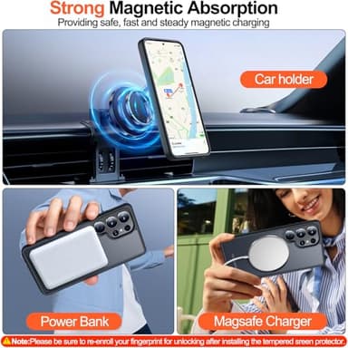 MOZOTER for Samsung Galaxy S25 Ultra Case with Magnetic,[Compatible with MagSafe][12Ft Military Dropproof][2*Screen Protector] Translucent Anti-Slip Back Slim Shockproof Case for S25 Ultra-Black - Image 6
