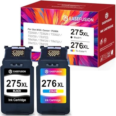 EaseFusion 275XL 276XL Replacement for Canon Ink 275 and 276 PG-275 CL-276 Black Color Ink Cartridges Combo Pack Compatible with PIXMA TR4720 TS3522 TR4700 TS3722 TS3500 TR4722 TS3720 TS3520 Printer - Image 1