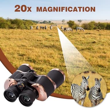 20 x 50 High Powered Binoculars for Adults - Professional Waterproof Compact Binoculars with Compass & Phone Adapter for Bird Watching Hunting Travel Cruise Outdoor Sports Stargazing Concerts - Image 2
