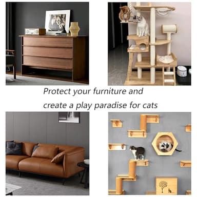 Rantow Trimmable Self-Adhesive Mat Cat Scratching Post Carpet Replacement Pad 78.7"x15.8" Cat Scratcher Cover for Cat Tree Shelf Shelves Steps Couch Furniture Wall DIY Protector (Dark Grey) - Image 7