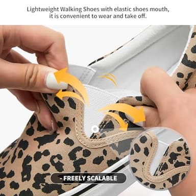 Women's Slip on Shoes Canvas Sneakers Loafers Non Slip Shoes Low Top Casual Low Cut Shoes (Leopard, US7.5)… - Image 3