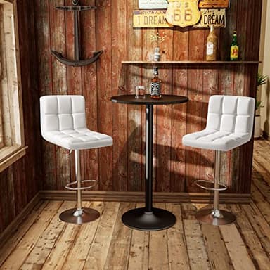 Homall Bar Stools Modern PU Leather Adjustable Swivel Barstools, Armless Hydraulic Kitchen Counter Bar Stool Extra Height Square Island Barstool with Back Set of 2 (Leather, White) - Image 8