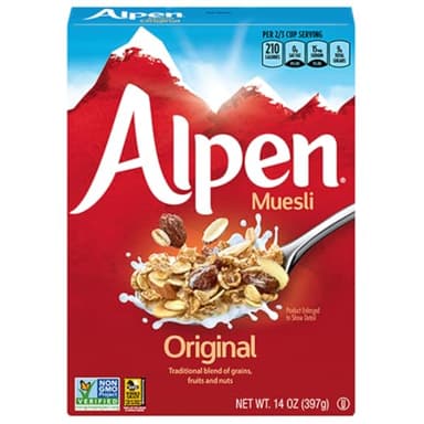 Alpen Original Muesli, Swiss Style Muesli Cereal, Whole Grain, Non-GMO Project Verified, Heart Healthy, Kosher, Vegan, 14 Oz Box (Pack of 6) - Image 1