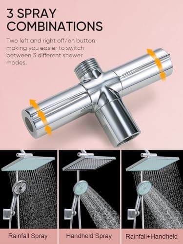 Cobbe 11.8 Inch Rain Shower Head with Handheld - Adjustable Dual Shower Heads with 6 Modes Handheld Spray Combo - Wide Rainfall Showerhead with Hose, Bathroom Accessories - Chrome - Image 5